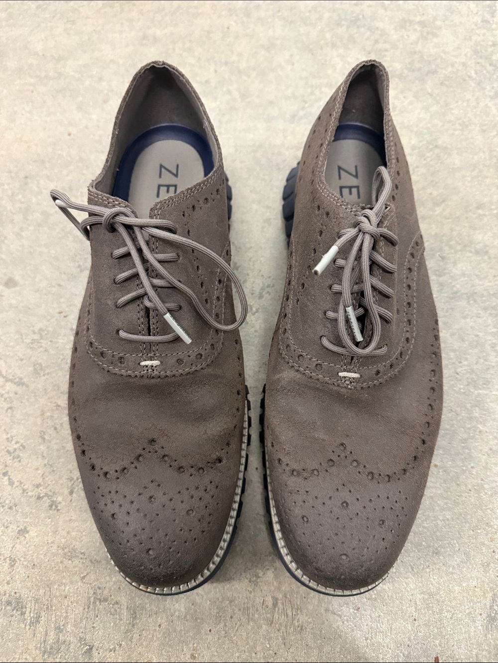 Cole Haan Men's Taupe Suede Wingtip Derby Oxfords